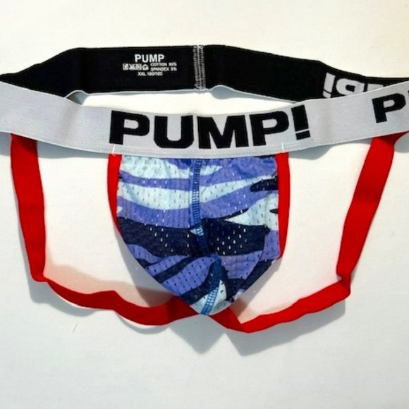 PUMP!  Camo Mesh Jockstrap - Blue Camo/Red/White/Black (186BCJK) - Picture 5 of 13